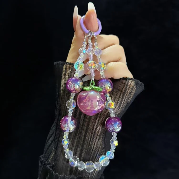 SYA0028125_B2.webp Large Peach Foil Bead Phone Chain - Image 3