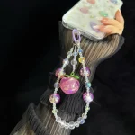 Large Peach Foil Bead Phone Chain - Image 4