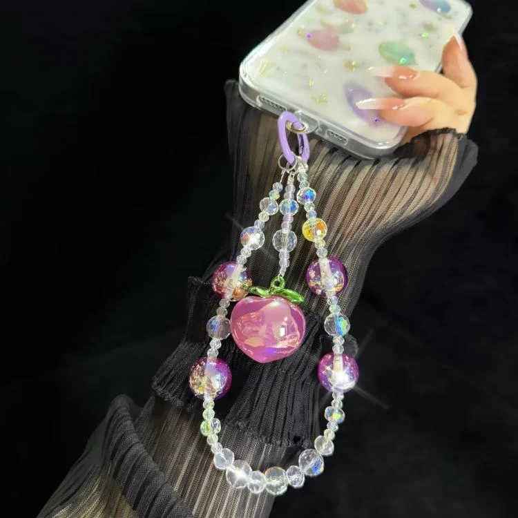 SYA0028125_B3.webp Large Peach Foil Bead Phone Chain - Image 4