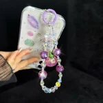 Large Peach Foil Bead Phone Chain - Image 6