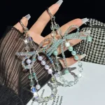 Diamond Crystal Bow Crystal Pearl Phone Chain - Image 3