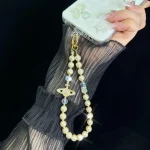 Alloy Saturn Crystal Pearl Phone Chain - Image 5