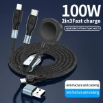 100W PD Fast Charging Date Cable for Phone and Watch, 1.2m 2-in-3, 2m 2-in-3, 1.2m 2-in-2, 2m 2-in-2 - Image 2