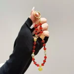 Fortune Red Crystal Phone Chain, Lucky Cat, God Of Wealth, Fu Word - Image 3