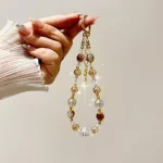 Alloy Butterfly Premium Gold Foil Bead Crystal Phone Chain - Image 3