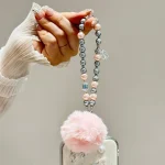 Clover Glass Pearl Big Hairball Mobile Phone Chain - Image 7