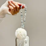 Clover Glass Pearl Big Hairball Mobile Phone Chain - Image 4