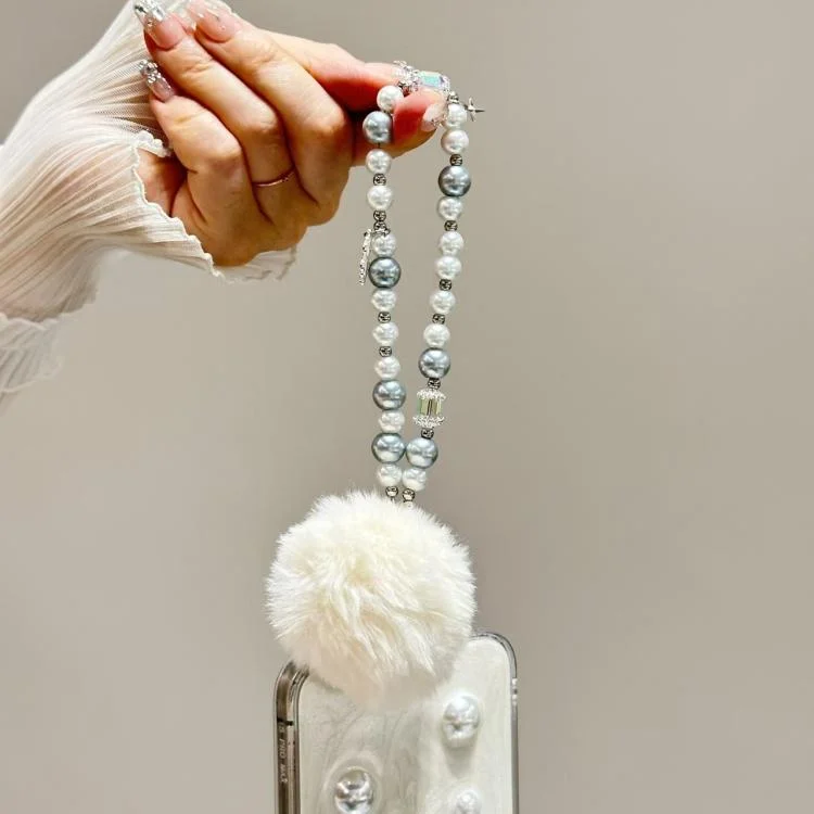SYA0028370_B3.webp Clover Glass Pearl Big Hairball Mobile Phone Chain - Image 4