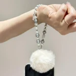 Clover Glass Pearl Big Hairball Mobile Phone Chain - Image 6