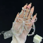 Luminous Round Bead Double Chain Phone Chain, Black, Star White, Yellow, White Rhinestones, White, Pink - Image 5