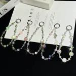 Heidi Bead Mobile Phone Chain, Orange, Pink, Green, Butterflies with colored beads, Dough - Image 2