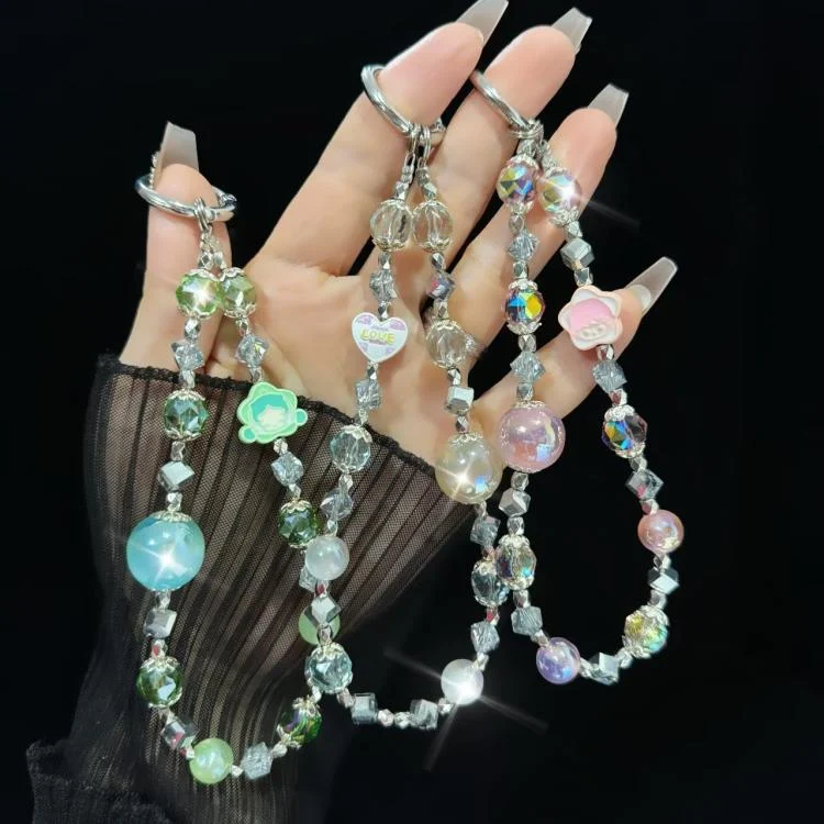 SYA0028428_B2.webp Heidi Bead Mobile Phone Chain, Orange, Pink, Green, Butterflies with colored beads, Dough - Image 3
