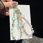 Heidi Bead Mobile Phone Chain, Orange, Pink, Green, Butterflies with colored beads, Dough - Image 5