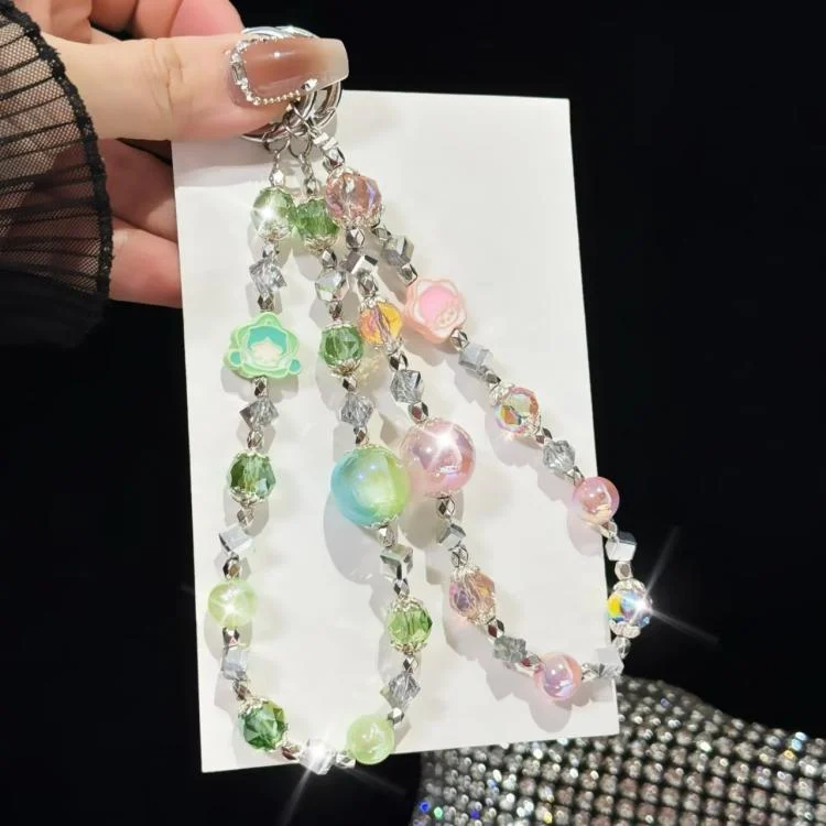 SYA0028428_B4.webp Heidi Bead Mobile Phone Chain, Orange, Pink, Green, Butterflies with colored beads, Dough - Image 5