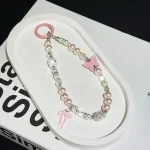 Diamond-Encrusted Pearl Butterfly Phone Chain