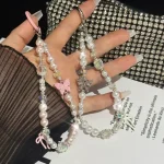 Diamond-Encrusted Pearl Butterfly Phone Chain - Image 2