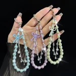 Bow Glass Pearl Mobile Phone Chain - Image 2