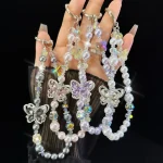 Tassel Pearl Double Butterfly Phone Chain - Image 2