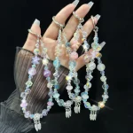 Dreamcatcher Gold Foil Bead Crystal Mobile Phone Chain - Image 2