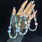 Dried Flower Beads, Butterfly Crystal, Mobile Phone Chain - Image 2