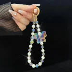 Laser Crystal Butterfly Pearl Mobile Phone Chain - Image 7