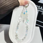 Three-Color Crystal Butterfly Pearl Mobile Phone Chain