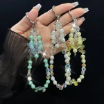 Three-Color Crystal Butterfly Pearl Mobile Phone Chain - Image 2