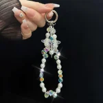 Three-Color Crystal Butterfly Pearl Mobile Phone Chain - Image 8