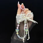Pearl Bow Laser Butterfly Mobile Phone Chain - Image 5