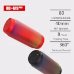 AEC BQ615 PRO Colorful LED Wireless HiFi Stereo Speaker, Combines Bluetooth + TF card player + FM radio + AUX + NFC - Image 14