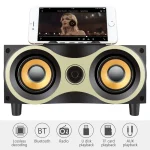 X6 Portable Wooden Wireless Speaker Subwoofer Stereo Radio FM Desktop Bluetooth Speakers - Image 2