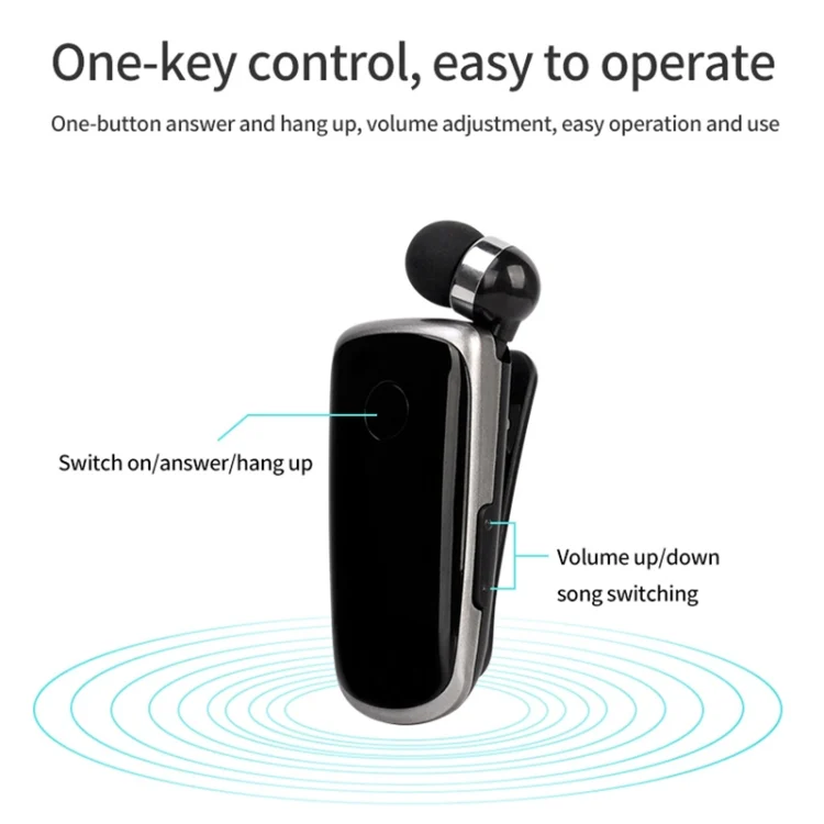 SYA00387801_2.webp K39 Wireless Bluetooth Headset CSR DSP chip In-Ear Vibrating Alert Wear Clip Hands Free Earphone, BLACK, WHITE, BLUE, ROSE RED - Image 3