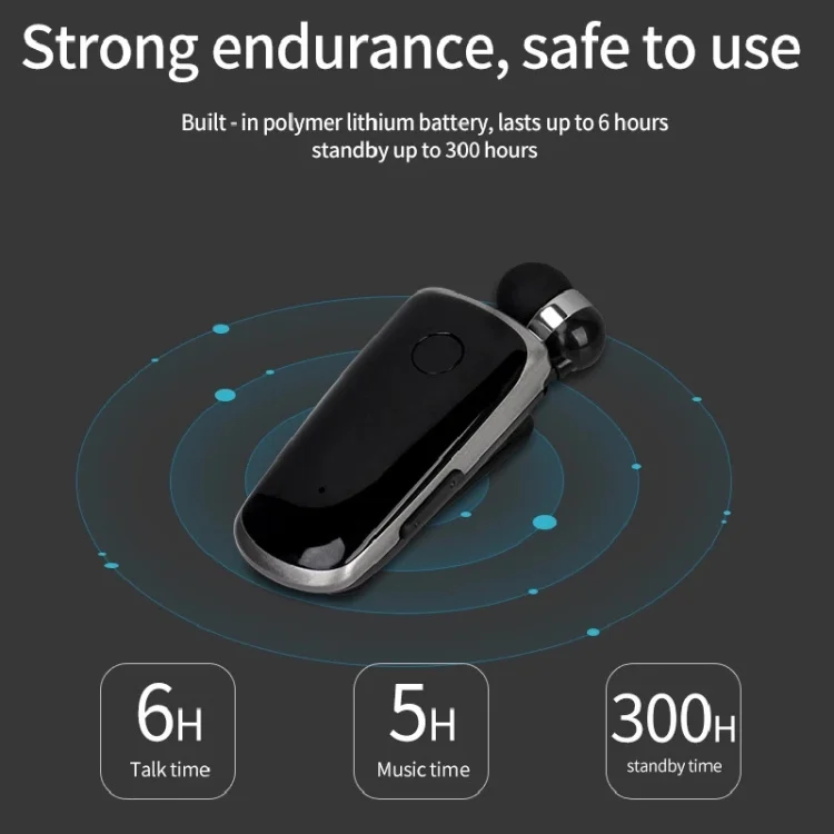 SYA00387801_5.webp K39 Wireless Bluetooth Headset CSR DSP chip In-Ear Vibrating Alert Wear Clip Hands Free Earphone, BLACK, WHITE, BLUE, ROSE RED - Image 6
