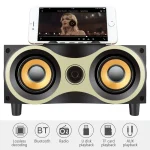 X6 Portable Wooden Wireless Speaker Subwoofer Stereo Bluetooth Speakers Radio FM Desktop - Image 3