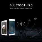 DM-22 Magnetic Bluetooth Earphone DM-22 Neckband Sport headset with Mic Wireless Handsfree Earphoness - Image 13