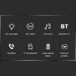 C7 Bluetooth 5.0 Speaker Transparent LED Luminous Subwoofer TWS 6D Surround HIFI Stereo Cool Audio, C7 - Image 6