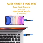 ENKAY ENK-CB203 Cloth Weaving Thread USB to 8 Pin Data Transfer Charging Cable, 8 Pin - Image 6