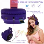 Cute Cat Ear Bluetooth 5.0 Headphones Foldable On-Ear Stereo Wireless Headset Headphone with Mic / LED Light / FM Radio / TF Card, SYA00833501F, SYA00833501A, SYA00833501B, SYA00833501C, SYA0083350... - Image 11