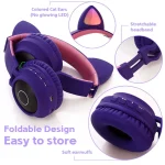 Cute Cat Ear Bluetooth 5.0 Headphones Foldable On-Ear Stereo Wireless Headset Headphone with Mic / LED Light / FM Radio / TF Card, SYA00833501F, SYA00833501A, SYA00833501B, SYA00833501C, SYA0083350... - Image 12
