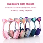 Cute Cat Ear Bluetooth 5.0 Headphones Foldable On-Ear Stereo Wireless Headset Headphone with Mic / LED Light / FM Radio / TF Card, SYA00833501F, SYA00833501A, SYA00833501B, SYA00833501C, SYA0083350... - Image 3