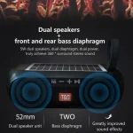 T&G TG182 Portable Column Wireless Stereo Music Box Solar Power waterproof USB AUX FM radio super bass - Image 5