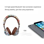 VJ086 Graffiti Headset Wireless Sports Bluetooth Headset Water Transfer Color Print Headset, Support TF, FM - Image 13