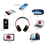 Tourya B7 Wireless Bluetooth Headset Foldable Headphone Adjustable Earphones with Microphone, B7 (Black Red), B7 (Black Blue) - Image 6