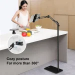 Live Folding Multifunctional Floor Stand For 4-13 Inch Cell Phone/Tablet/Switch, Retractable With Desktop Collet(Black), Retractable(Black) - Image 8