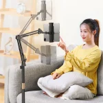 Live Folding Multifunctional Floor Stand For 4-13 Inch Cell Phone/Tablet/Switch, Retractable With Desktop Collet(Black), Retractable(Black) - Image 9