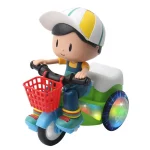 Electric Universal Stunt Tricycle Rotating Cartoon Toy Car with Light Music, Random Color Delivery, Boy, Girl