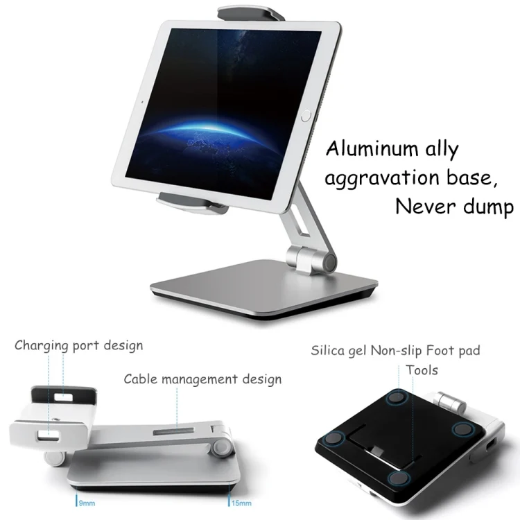 TBD0372783601B_4.webp AP-7X Universal Aluminum Stand Desk Mount Holder for 4.7-9.7 inch Phone & Tablet PC - Image 5