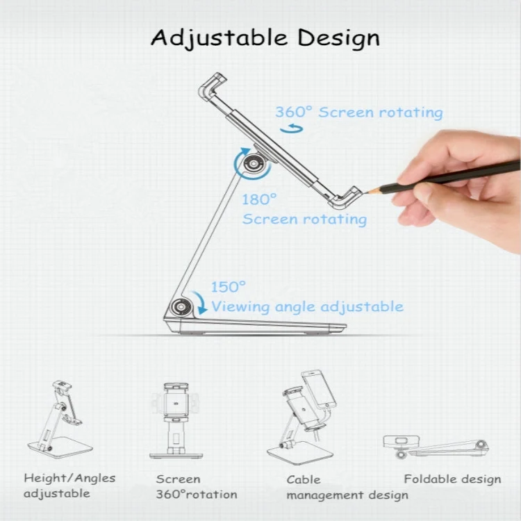 TBD0372783601B_5.webp AP-7X Universal Aluminum Stand Desk Mount Holder for 4.7-9.7 inch Phone & Tablet PC - Image 6