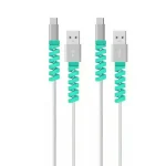 4pcs Spiral Style Silicone Data Cable Protective Cover Anti-wire Break Winder