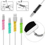 4pcs Spiral Style Silicone Data Cable Protective Cover Anti-wire Break Winder - Image 3